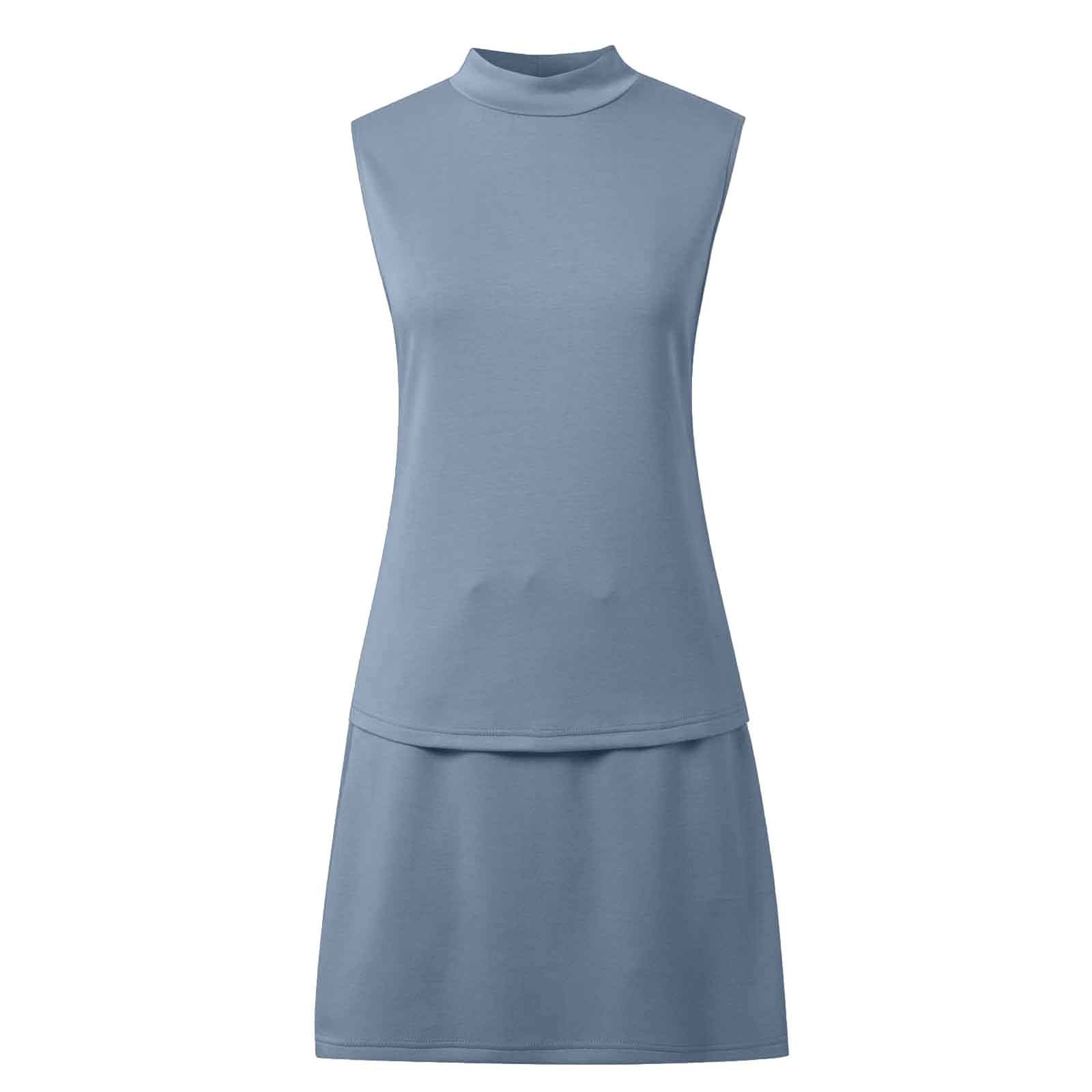 thumbnail image 4 of Conjunto de chaleco con cuello medio alto y falda de cintura alta para mujer: tejido transpirable, estilo versátil, 4 of 8